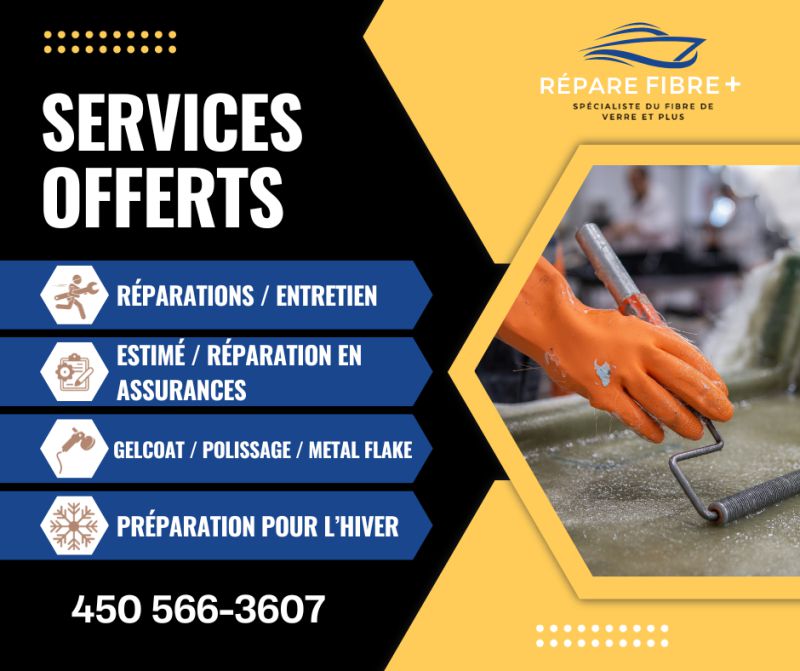Services de réparation de fibre de verre.